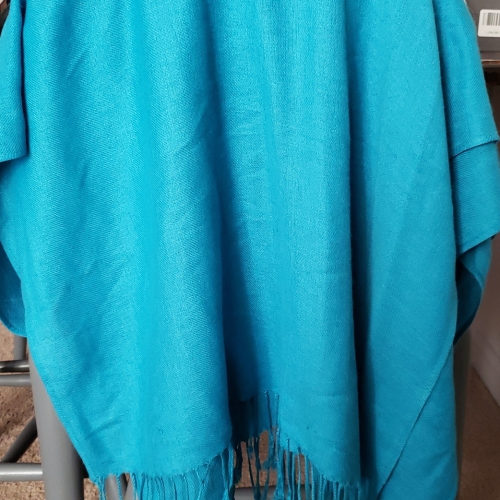 Turquoise Pashmina Scarf Wrap Shawl Fringe Soft Lightweight - Picture 6 of 6